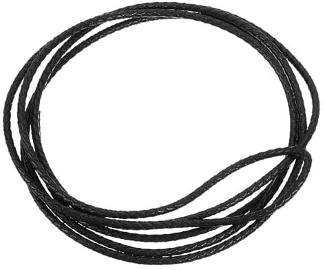 QUARKZMAN Cordon en Cuir, 2,2 Yards (Environ 2 Mètres), Diamètre de 4 mm, Tressé pour la Confection de Sacs à Main, de Lacets, de Bracelets et d'Artisanat DIY, Noir