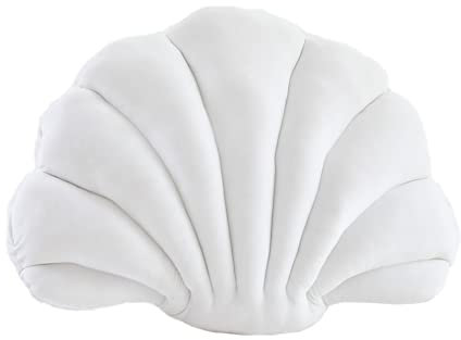 Muschelförmiges Kissen, Samt, gemütlich, solide, dekorativer Couchkissen, Überwurfkissen mit Kisseneinsatz für Zuhause, Sofa, Bett, Wohnzimmer, Dekoration, Wurfkissen (Weiß, 33 x 46 cm)