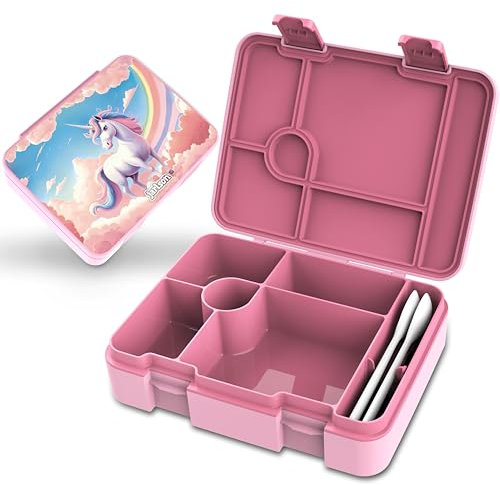 Jarlson® Brotdose Kinder mit Fächern | Lunchbox BPA frei | Bento Box auslaufsicher | Snackbox | Jausenbox für Kindergarten und Schule | inkl. Besteck - 1400 ml | LUMI (Extra Groß)
