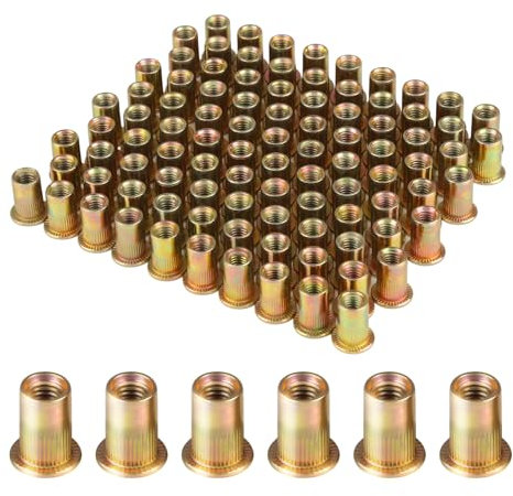 RISF 100 Pièces écrous M6 à Sertir, 12 X 15 Mm écrou Manchon M6, En Acier Au Carbone Galvanisé, écrous à Rivets Aveugles Ronds, Utilisés Pour Les Plaques Métalliques, Les Tuyaux