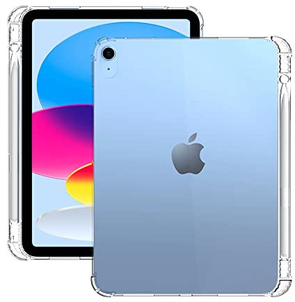 For iPad Air 11 Inch 2024 Case, iPad Air 5th 4th Gen Case, with Pencil Holder Anti-Yellow Shockproof Slim Soft Silicone Case for Apple iPad Air 11 M2 2024/Air 4 5 10.9, Clear