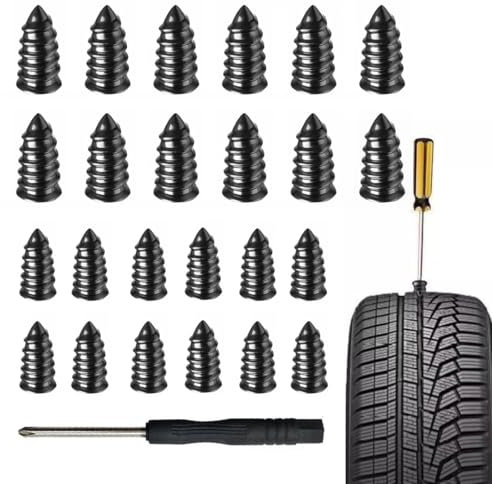 HQRKOTM 24 Clous en Caoutchouc pour réparation de Pneu de Voiture et Moto, Meche Pneu Crevaison, Avec Tournevis, Clou reparation pneu Convient aux Voitures(12 S+12 L)