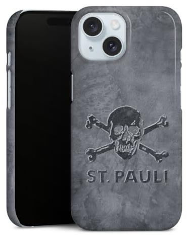 Premium Case kompatibel mit Apple iPhone 15 Smartphone Handyhülle Schutzhülle glänzend FC St. Pauli Logo Beton