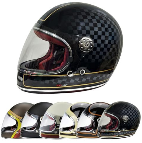 VPR F656 Motorbike Helmets - ECE 22.06 Approved Motorcycle Helmet Full Face Helmet Motorbike Adult Men and Women Touring Bike Safety Wear Racing Helmet (Chequer,L)