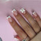 Faux Ongles Court MouyouGlow,Carré Nude Rose Blanc French 3D Noeud Papillon Bow Press on Nails avec Colle à Ongles,White Tip Acryl Fake Nails
