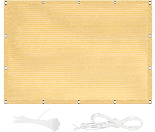 Toldo rectangular transpirable de 1 x 2 m, para jardín, piscina, terraza, balcón, color beige