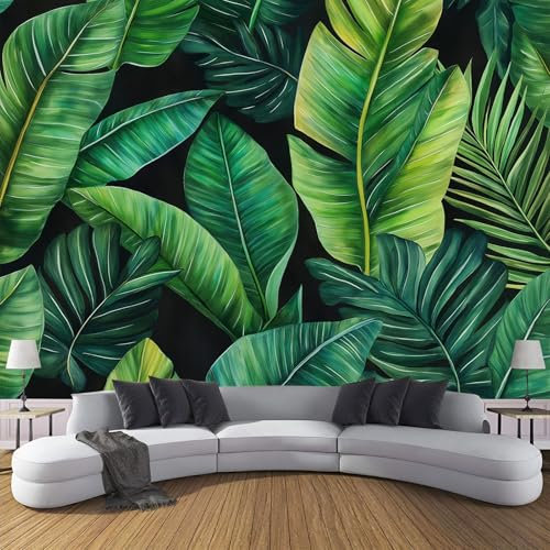 MIATCENRT Carta Da Parati Fotografica Con Verde Foglie Di Banano, Per Soggiorno Camera Da Letto Cameretta Dei Bambini, Grandi Dimensioni, 150Lx105A Cm Murales, Piante Tropicali Disegno Artistico