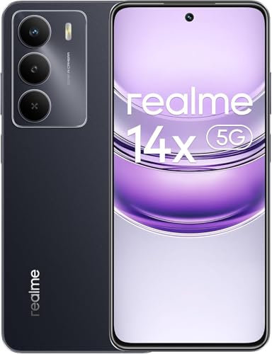 realme 14x 5G Smartphone 6+128 GB Teléfono Móvil, Procesador Dimensity 6300, 120Hz 6.67 HD+ Pantalla, Batería 5000mAh, Dual SIM Sin Cargador, Negro