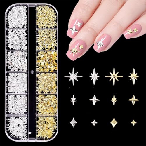 1 Boîte de Breloques Étoiles pour Nail Art 3D en Métal - Accessoires et Décoration d'Ongles Y2K à Faire Soi-même