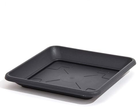 pokm toolsmarket - 41cm quadratischer Untersetzer für Blumentopf, Anthrazit Farbe, Pflanzenschale viereckig, aus Kunststoff, Hergestellt in EU