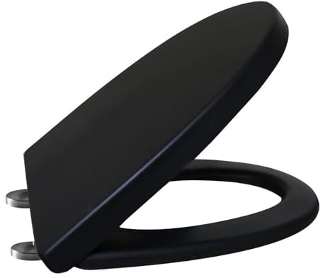 Wttfc Toilettendeckel Mit Absenkautomatik,Wc Sitz Einfache Montage,Toilettensitz Aus Harnstoff-Formaldehyd,Ovale Form,Leicht Abzunehmende Toilettenbrille,Verschiedene Formen,Schwarz,V Shaped