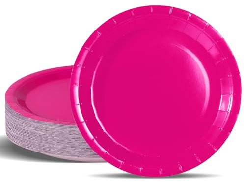 PYAILI Party Paper Plates, 50-Pack | Disposable Rose Red Plates, 23 Centimetres-9 Inch