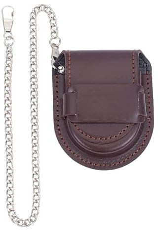 NICENEEDED Taschenuhrenetui Uhren Reiseetui Im Vintage Stil Uhren Organizer Taschenuhr Displaybox Gürteltasche Aus PU Leder Mit Kette