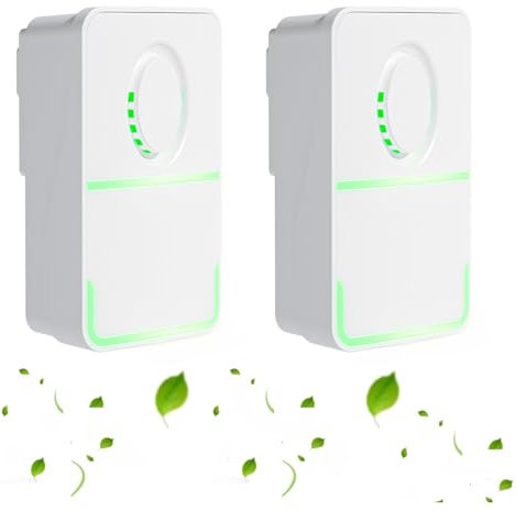 2-Pack Air Purifier for Bedroom with Negative Ion Technology | Reduces Odours for Home & Office | Quiet Plug-in for Smoke, Pets & Dust - Portable Quiet Ioniser for Smokers - UK Socket