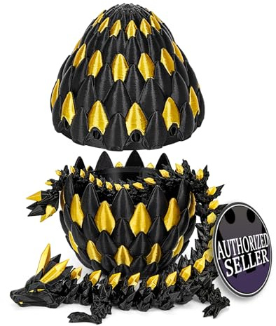 TBOLINE 3D Printed Dragon Eggs with Articulated Dragon Inside,Crystal Dragons Figures Toys,Prefilled Easter Eggs Fillers,Easter Basket Stuffers Essentials Gifts