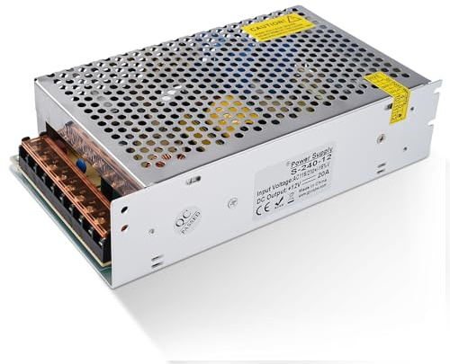 BuyWeek Schaltnetzteil 12V 20A Adapter Transformator 240W Netzteil, AC 115V/230V auf DC12V 20A für LED Streifen Lichter, LED-Beleuchtung (S-240-12)