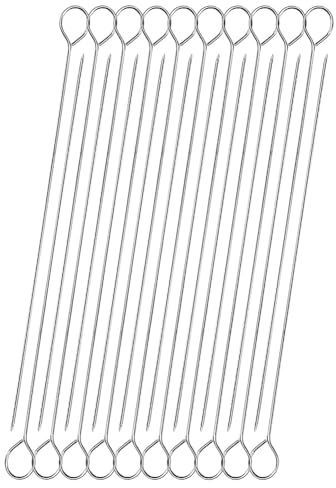 Koolenry BBQ Metal Skewers Stainless Steel Air Fryer Skewers 30cm for Grilling, Oven, and BBQ