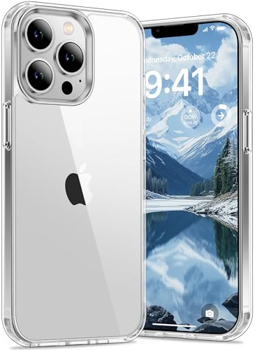Vakoo for iPhone 13 Pro Case Clear - Anti‑Yellowing, Hard Back, Military‑Grade Drop Protection, Supports Wireless Charging - Transparent