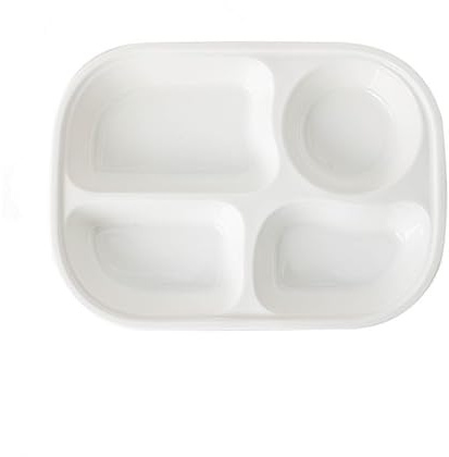 OnePine Porzellan Servierplatten, Dessertteller Salatteller Snackteller mit 4 Fächern, Keramik Diät Teller zum Abnehmen
