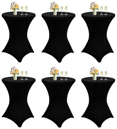 LYAFS Stehtisch Hussen 6 er-Set 80×110cm Schwarz Stehtisch Tischdecke | Verstärkung Fußbereich,Bistrotisch,Cocktail-Party,Hochzeit,Für 80-85 cm Cocktailtisch,Tischschutz,Tischdekoration