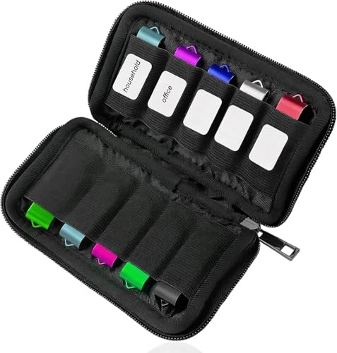 USB Case USB Flash Drive Storage Case,10 Slot USB Case with Blank Label,Compatible with SanDisk/SamData/Samsung USBs Flash Drives Jump Drive Memory Stick SD Card Cable USB Storage Case(Black)