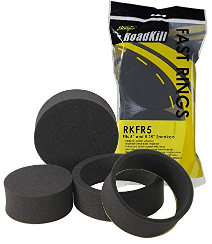 STINGER Road Kill RKFR5 Fast Rings 3-Piece Car Sound Deadening Dampening Insulation Foam Speaker Audio Enhancer Kit, Self-Adhesive, 5/12.7cm, 5.25/13.3cm (Black)
