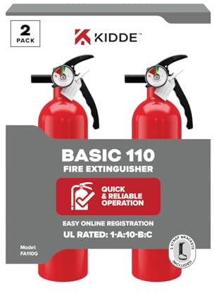 Kidde Multi Purpose Fire Extinguisher for Home, Office, Dorm, Residential, 1A10BC, 2 Pack, manual