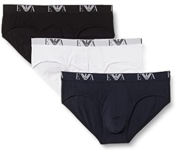 Emporio Armani Underwear Herren 3-Pack Brief Essential Monogram Slip, White, M (3er Pack)