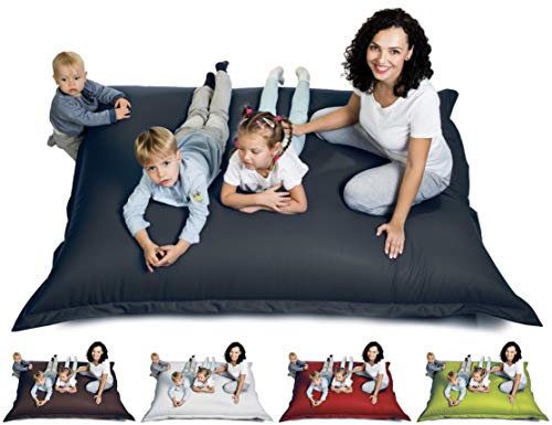 sunnypillow XXL Sitzsack, Sitzkissen aus Kunstleder Outdoor & Indoor 180 x 145 cm mit 380L Styropor Füllung Sessel für Kinder & Erwachsene Sofa Beanbag viele Farben und Größen zur Auswahl Anthrazit