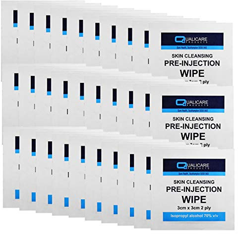 250 x 3cm Qualicare First Aid Cleansing Alcohol Isopropyl Pre Injection Wipes