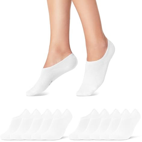 10 Paar Füßlinge Damen No Show Sneaker Socken Baumwolle Weiß 35-38 (16805)