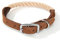 Mile High Life Collier pour Chien en Corde de Coton Qualité Supérieure avec Acier Inoxydable Boucle Ardillon Collier en Cuir Véritable(L, Brun Clair)