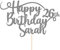 Personalised Happy Birthday Glitter Cake Topper - Dark Silver Any Name & Any Age Glitter Cake Decoration and Sprinkles - Happy Birthday Decorations - Personalised Toppers for Cakes by Cakeshop
