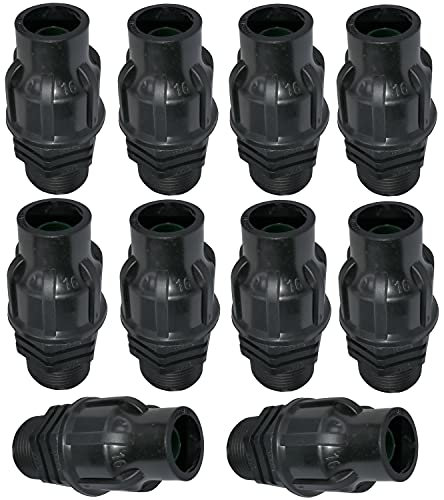 AERZETIX - C48722 - Lot de 10 Raccords/adaptateurs/connecteur de tuyau goutte à goutte Ø16mm x 3/4'' filetage externe (pour tuyau de Ø16mm)