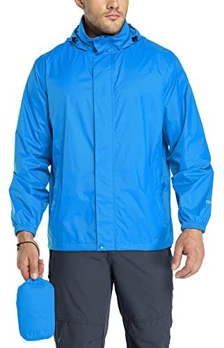 33,000ft Regenjacke Herren Leicht Wasserdicht Faltbare Regenmantel mit Kapuze Fahrrad Rain Windbreaker Windjacke Camping Outdoor Königsblau M