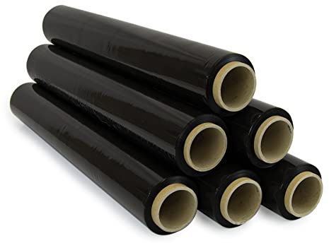 Film pour emballer 50 cm de large et étirable jusqu'à 300 mètres de longueur - Rouleau de film élastique manuel pour emballage industriel - Ofituria (Noir, 6 Rouleaux)