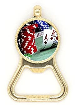 Scattered Poker Gambling Photo Chips Beer Bottle Cap Opener Stainless Steel Key Chain