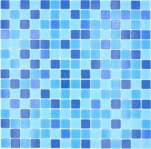 Piastrelle a mosaico in vetro classico mix di vetro turchese blu incollate su carta mosaico, mosaico della piscina MOS210-PA327