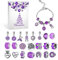 MJARTORIA Lila Schmuck Adventskalender für Mädchen 2025 Schmuck Weihnachts-Countdown-Inklusive Lila Herz Metallanhänger Perlen DIY Herstellungsset Schmuckgeschenke