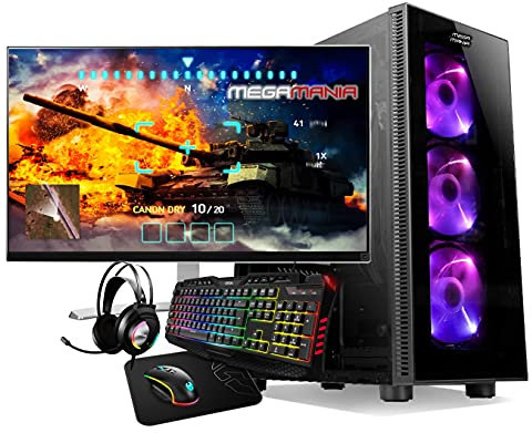 Megamania PC Gaming AMD Ryzen 5 5600G Ordenador de sobremesa 4.4GHz Turbo Six Core | 16GB DDR4 | SSD 480GB | Gráfica AMD Radeon Vega 7 Cores | Monitor 23 LED FullHD | Kit teclado ratón y cascos