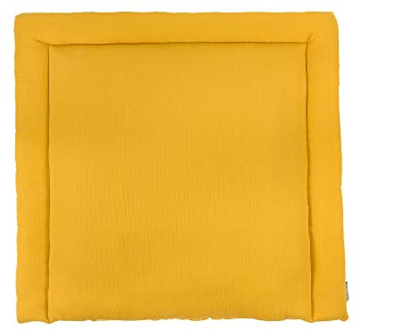 KraftKids Wickelauflage in Doppelkrepp Gelb Mustard, Wickelunterlage 78x78 cm (BxT), Wickelkissen