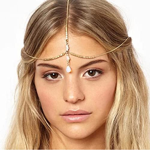Prosy Braut Strass Kopf Kette Kopfschmuck Hochzeit Stirnband Perle Haarteil Festival Haarschmuck für Braut und Brautjungfern (Silber)