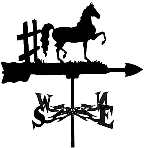 ANCNA Girouette en métal en Forme de Cheval Noir girouette 35 x 50 cm, indicateur de Direction du Vent pour décoration de Jardin, Toit, extérieur, girouette, décoration de Cour de Jardin