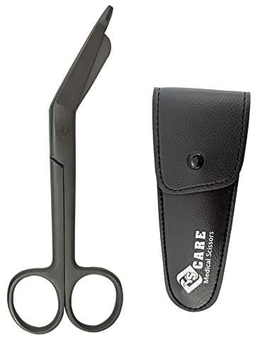 YSCARE Chirurgische professionelle Verbandschere Blasenverbände, Pflegeschere, Chirurgischer Edelstahl, Schüler-Trainingsschere (Schwarz, 16.5 cm)