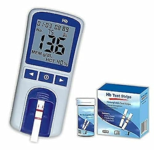 Medidor digital de hemoglobina Hb con 50 tiras de prueba (sin batería)