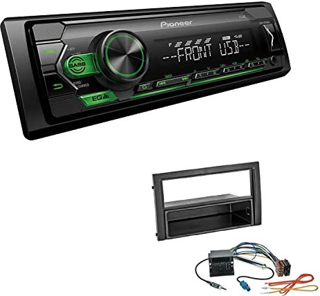 Pioneer MVH-S120UBG 1-DIN Autoradio mit grüner Beleuchtung und USB kompatibel mit Android-Smartphones inkl. Einbauset passend für Skoda Fabia Facelift 2004-2007 schwarz