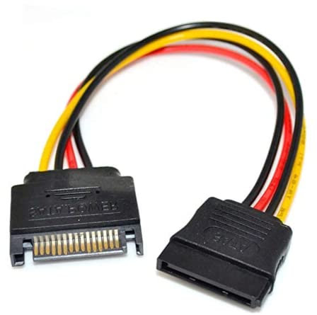 Bolwins P26S - Cable alargador de alimentación SATA (18 cm, 15 pines macho a hembra, adaptador para disco duro Serial ATA, cable de alimentación de PC)