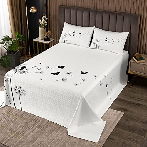 Loussiesd Schmetterling Bettüberwurf Löwenzahn Tagesdecke 240x260cm für Kinder Mädchen Frauen Flying Inserts Zweige Dekor Steppdecke Simple Modern Wohndecke Raumdekor