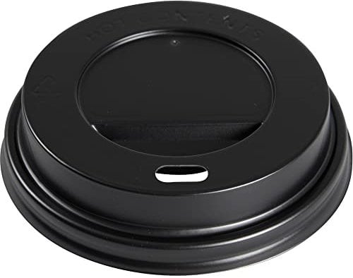 ABENA Gastro-Line Sip Through Lid Ideal For Disposable Coffee Cups and Plastic Cups for Tea, Soup & Other Hot Beverages, Enjoy To-Go Drinks With Ease & Avoid Spills - Black, Ø9cm- Pack of 100