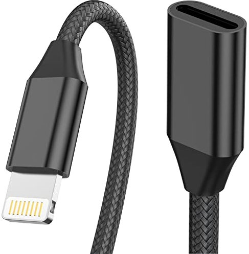 for iPhone Charger Extension Cord,[Apple MFi Certified] Nylon Braided Lightning Extender Dock Cable Male to Female Adapter 3.3FT for iPhone 14 Pro 13 Pro 12 11 X XR 8 7 6 Pass Video,Data,Audio